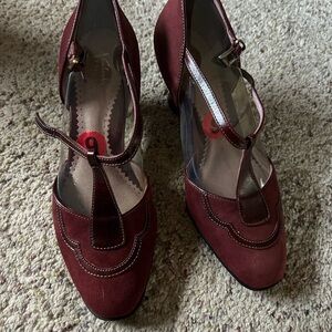 Clarks Burgundy Heeled Shoes